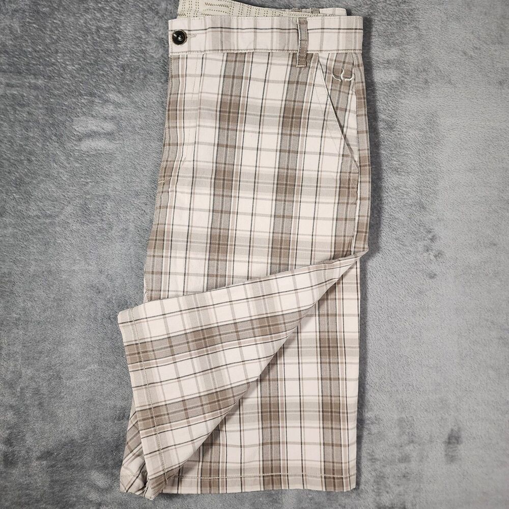 Prana Men's 36 Plaid Shorts Outdoor Casual Golf Hiking Beige Khaki Brown